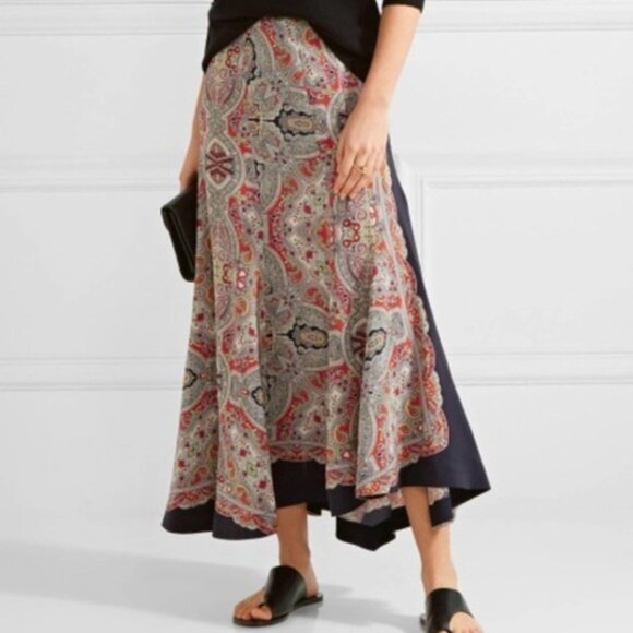 Theory Bitrah Premont Paisley Print Silk Maxi Skirt 4 - Picture 1 of 16